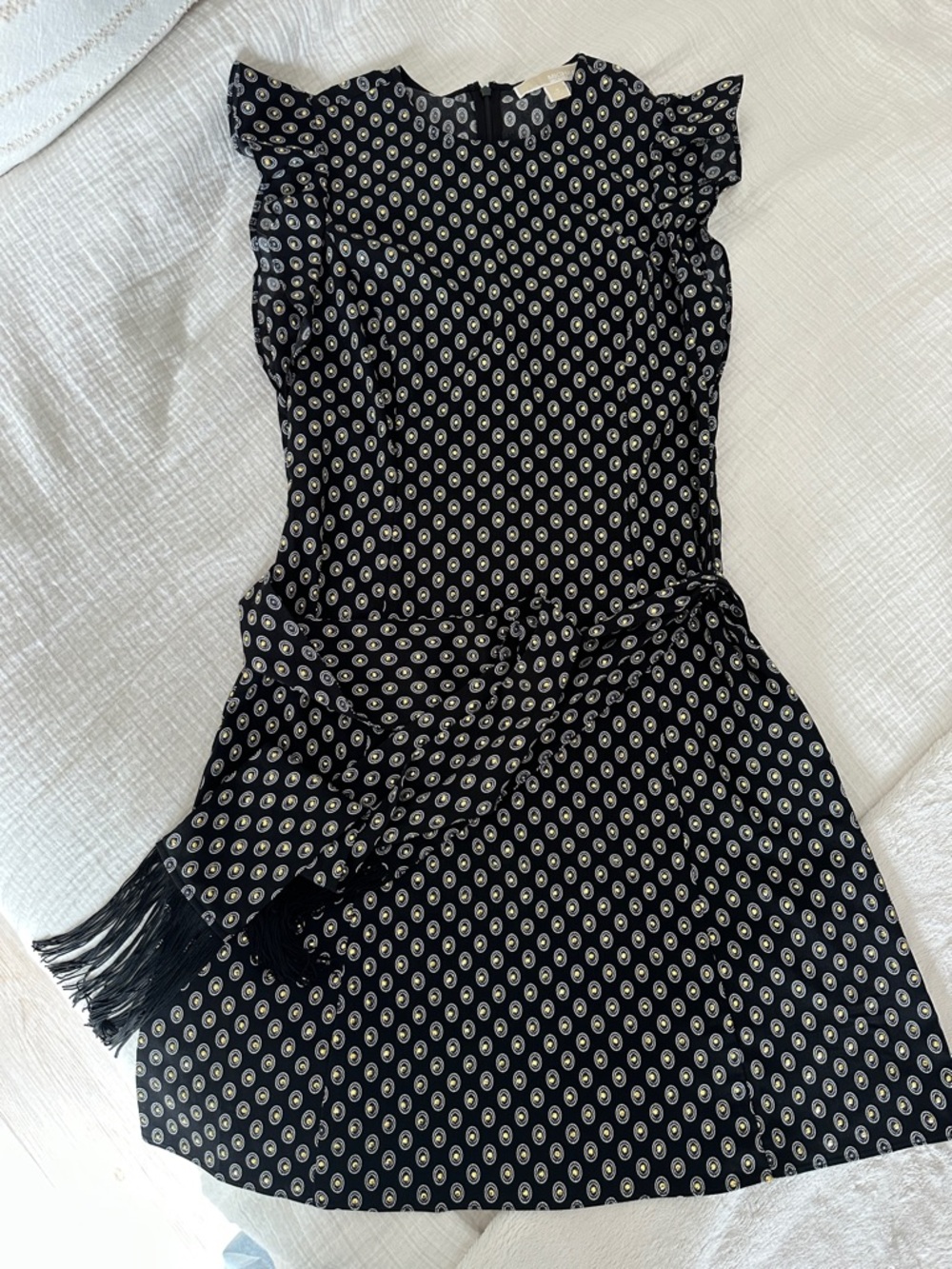 MICHAEL Michael Kors Black Printed Tie-Waist Mini Dress